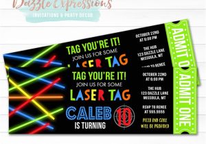 Laser Tag Party Invitations Free Printable Glow Laser Tag Ticket Birthday Invitation Kids