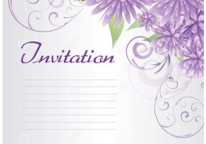Lavender Wedding Invitation Blank Template Invitation Template Blank with Purple Abstract Flowers