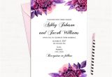 Lavender Wedding Invitation Blank Template Purple Floral Invitation Template Wedding Invitation Printable