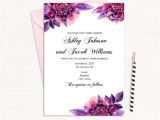 Lavender Wedding Invitation Blank Template Purple Floral Invitation Template Wedding Invitation Printable