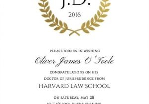 Law School Graduation Invitations Templates Gold Foil formal Wreath Law School Graduation Invitation