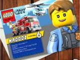 Lego City Birthday Invitation Template Custom Lego City Police Firemen Birthday Invitation