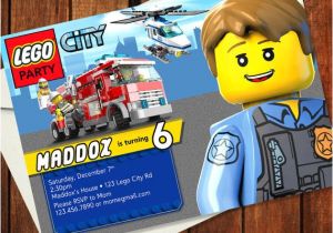 Lego City Birthday Invitation Template Custom Lego City Police Firemen Birthday Invitation