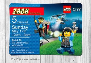 Lego City Birthday Invitation Template Lego City Birthday Invitation Personalized with Your
