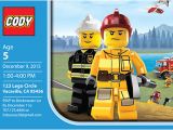 Lego City Birthday Invitation Template Lego Fire Personalized Birthday Invitation Printable