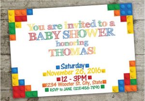 Lego themed Baby Shower Invitations Baby Shower Invitation Lego Invitation Lego by Julieprintables