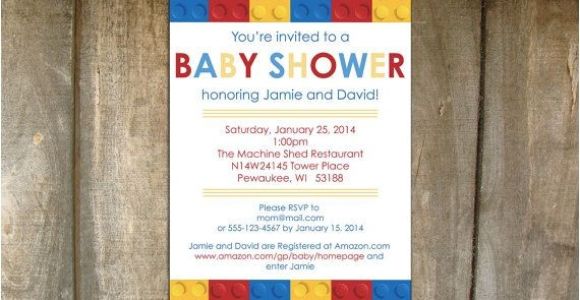 Lego themed Baby Shower Invitations Lego Building Blocks Baby Shower Invitation On Etsy $20