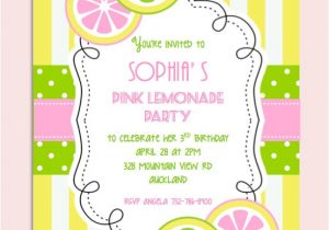Lemonade Birthday Party Invitations Pink Lemonade Birthday Party Invitation Personalized Diy