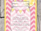 Lemonade Stand Birthday Party Invitations Mason Jar and Chevrons Invitation Printable Pink