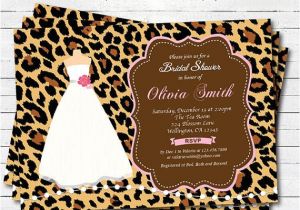 Leopard Bridal Shower Invitations Leopard Bridal Shower Invitation Pink Wedding Gown Dress
