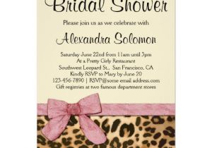 Leopard Bridal Shower Invitations Leopard Print Pink Bow Bridal Shower Invitation