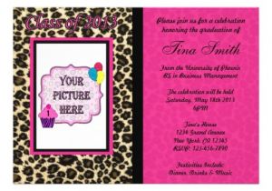 Leopard Graduation Invitations Graduation Invitation Pink Leopard Cheetah 5 Quot X 7