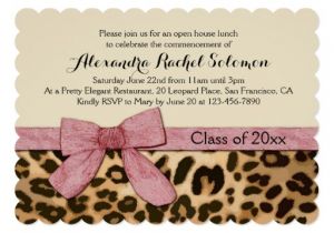 Leopard Graduation Invitations Leopard Print Pink Bow Graduation Party Invitation Zazzle