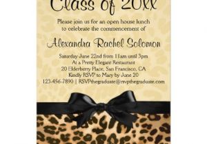 Leopard Graduation Invitations Leopard Print with Bow Graduation Party Invitation Zazzle