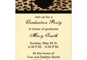 Leopard Graduation Invitations Monogram Leopard Print Graduation Party Invitation 5 Quot X 7