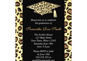 Leopard Graduation Invitations Personalized Cheetah Print Invitations