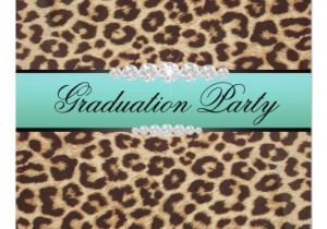 Leopard Graduation Invitations Teal Leopard Graduation Party Custom Invitations Zazzle