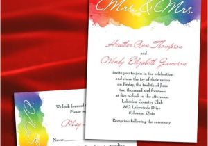 Lesbian Wedding Invitations Wording Custom Rainbow Gay Lesbian Watercolor Wedding Invitations