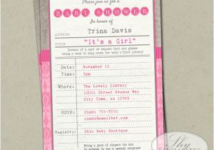 Library Card Baby Shower Invitation Template Girls Library Baby Shower Invitation Vintage Library Card