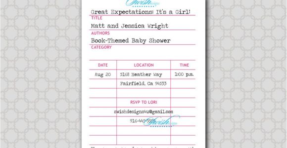 Library Card Baby Shower Invitation Template Library Card Baby Shower Invitation Printable 4 25×5 5
