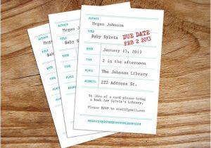 Library themed Baby Shower Invitations Library Book themed Baby Shower Invitation Customized