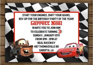 Lightning Mcqueen and Mater Birthday Invitations Customized Birthday Invitation Disney Cars Lightening