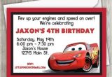 Lightning Mcqueen Birthday Party Invitations Cars Birthday Invitation Lightning Mcqueen Birthday