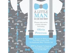Lil Man Baby Shower Invitations Little Man Baby Shower Invitation Baby Blue Gray Card