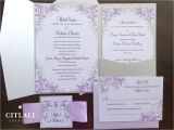 Lilac and Silver Wedding Invitations Lilac Silver Filigree Pocket Folder Wedding Invitations