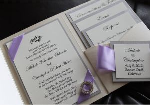 Lilac and Silver Wedding Invitations Opulence Pocket Wedding Invitation In Lilac and Silver