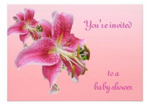 Lily Baby Shower Invitations Pink Lily Baby Shower Floral Invitation 5" X 7" Invitation