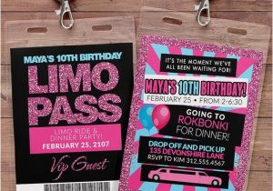 Limo Birthday Party Invitations Vip Pass Limo Pass Birthday Party 21st Birthday
