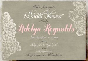 Linen Bridal Shower Invitations Lace Bridal Shower Invitation Linen Bridal Shower Rustic
