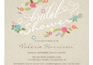Linen Bridal Shower Invitations Vintage Linen Floral Wreath Bridal Shower Invites