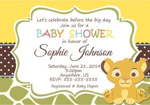 Lion King themed Baby Shower Invitations Lion King Baby Shower Invitation Wording