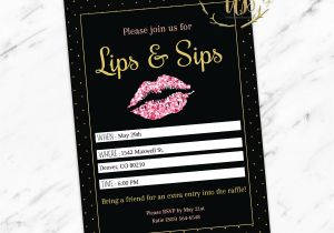 Lipsense Party Invite Pink Glitter Lips Lipsense Party Invitation Pink Glitter