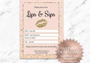 Lipsense Party Invite Wording Gold Glitter Blush Pink Lipsense and Makeup Invitation