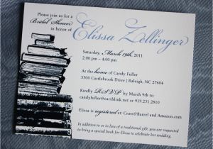Literary themed Wedding Invitations Navy Blue Periwinkle Book themed Bridal Shower