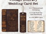 Literary themed Wedding Invitations Vintage Literary Wedding Card Set Invitation Save the Date