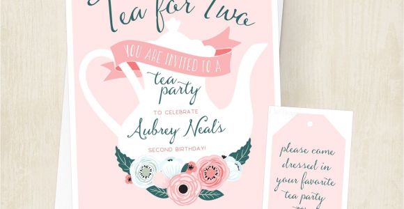 Little Girl Tea Party Invitation Ideas Tea for Two Birthday Invitation Little Girls Tea Party