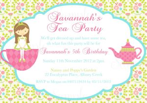 Little Girl Tea Party Invitation Ideas Tea Party Birthday theme Printable Invitation and Gift Favor