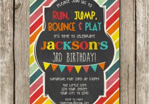 Little Gym Party Invitations Bright Colors Little Gym Birthday Party Invitation Bounce