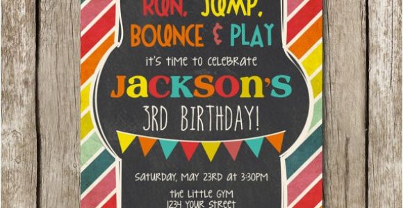 Little Gym Party Invitations Bright Colors Little Gym Birthday Party Invitation Bounce