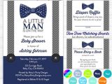 Little Man Birthday Invitation Template Free Little Man Baby Shower Invitation Bow Tie Boy Navy Blue Gray