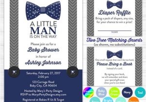 Little Man Birthday Invitation Template Free Little Man Baby Shower Invitation Bow Tie Boy Navy Blue Gray