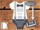 Little Man Birthday Invitation Template Free Online Little Man Baby Shower Invitation Onesie by Dereimerdesign
