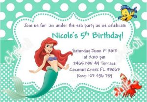 Little Mermaid Pool Party Invitations Little Mermaid Party Invitations Ariel Birthday Party