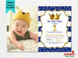 Little Prince First Birthday Invitation Prince Birthday Invitation Royal Blue Gold Birthday