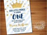 Little Prince First Birthday Invitation Printable Navy Blue and Gold Little Prince Birthday