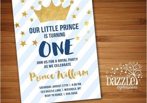 Little Prince First Birthday Invitation Printable Navy Blue and Gold Little Prince Birthday